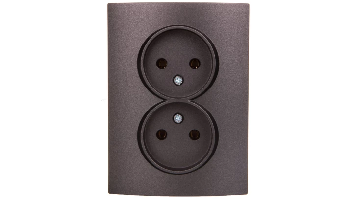 LOGI Gniazdo podwójne bez uziemienia kompletne śrubowy Grafit 16A 250V 021280141 25273