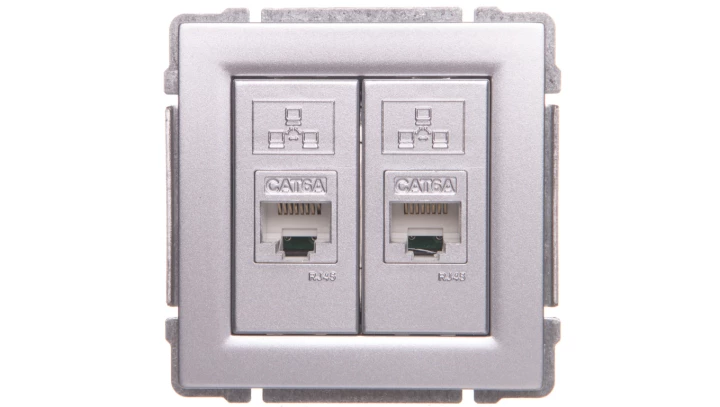 KOS66 Gniazdo komputerowe podwójne 2xRJ45 kat.5e nieekranowane aluminium 664067