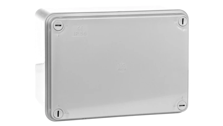 Puszka natynkowa samogasnąca gładka z pokrywą 960 stopni C seria 415A IP56 155x110x70 czerwono-szara EC416C5A