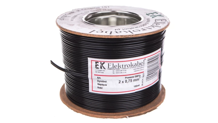 Przewód głośnikowy SMYp 2x0,75 czarno/czerwony 50V /100m/