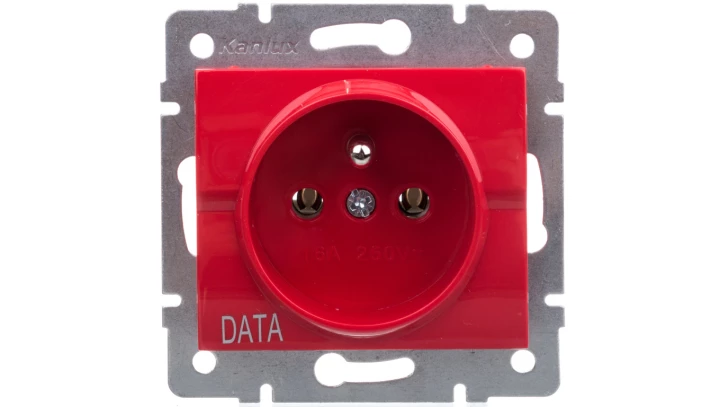 LOGI Gniazdo pojedyncze (DATA) śrubowy Czerwony 16A 250V 021252134 25091