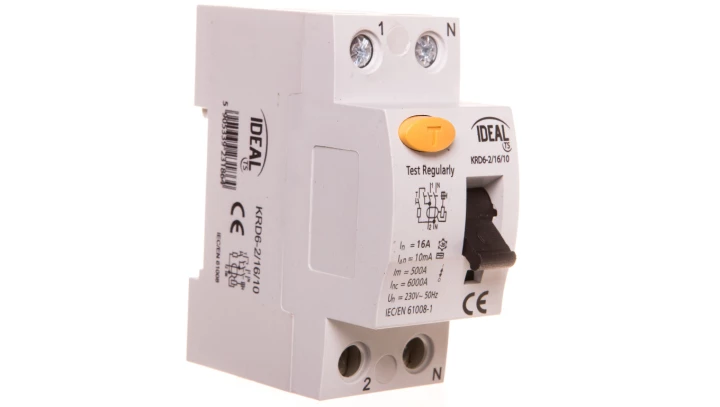 Wyłącznik różnicowoprądowy 2P 16A 0,01A typ AC KRD6-2/16/10 VDE 23186