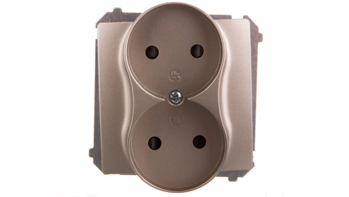 Simon Basic Gniazdo podwójne b/u z przesłonami satynowy BMG2MZ.01/29