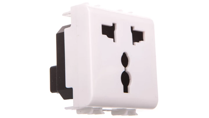Plakietka gniazda 2P+E 13A 250V/15A 127V multistandard biała GW10310
