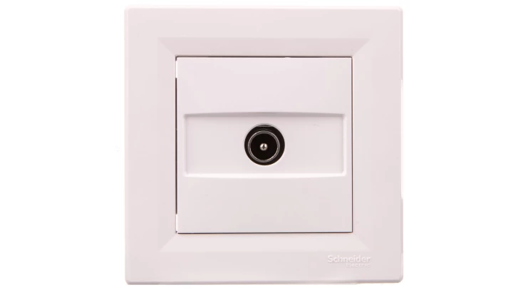 Gniazdo antenowe Asfora TV przelotowe (4db) białe z ramką EPH3200221