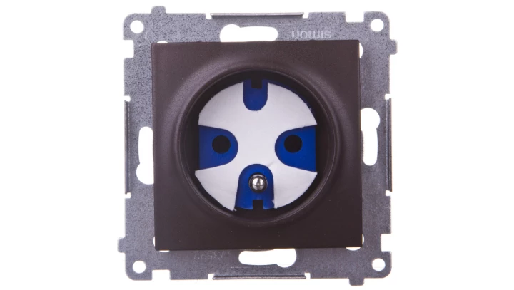 Simon 54 Gniazdo pojedyncze DATA 16A IP20 z kluczem uprawniającym brąz mat DGD1.01/46