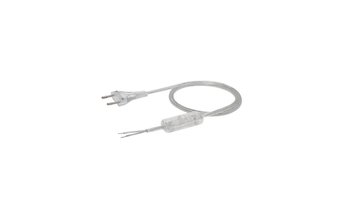 Przewód z wyłącznikiem z płaską wtyczką b/u H03VVH2-F 2x0,75 transparentny S-13W-0,75-2-0 /2m/