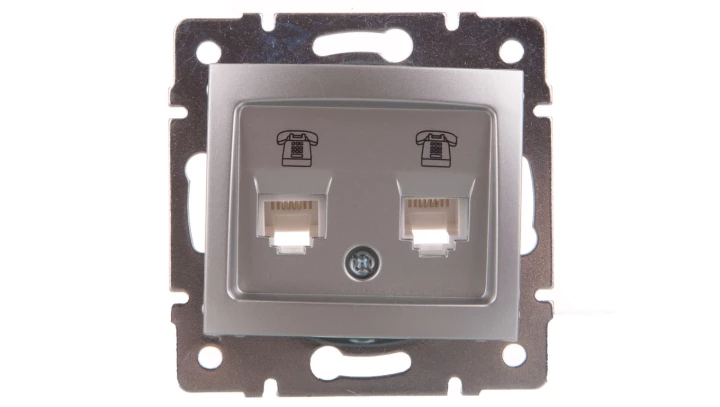 DOMO Gniazdo telefoniczne podwójne niezależne 2xRJ11 srebrne 011380043 24870