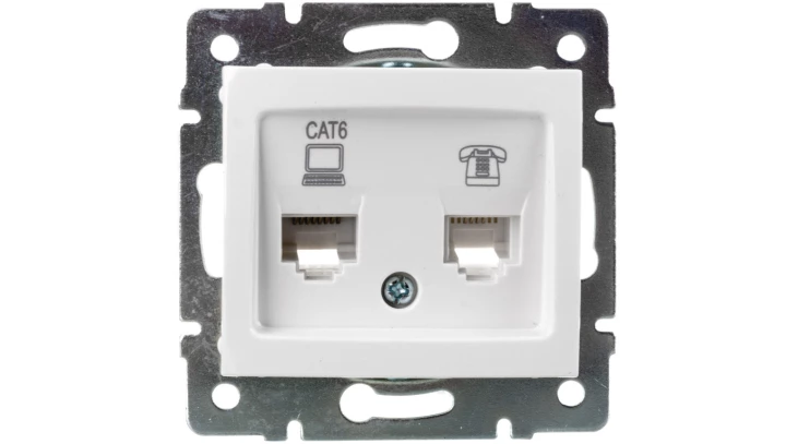 DOMO Gniazdo teleinformatyczne RJ45 Cat 6+RJ11 białe 011440002 24758