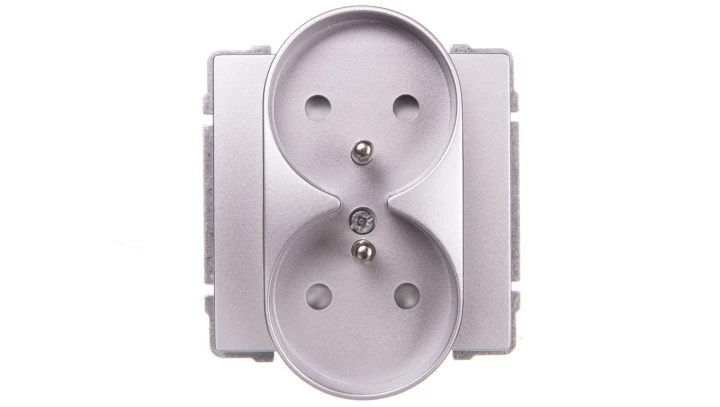 KOS66 Gniazdo podwójne z/u z przesłonami aluminium 664047