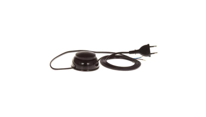Przyłączacz z wtyczką płaską z wyłącznikiem nożnym do lamp, dwutorowy 250V 2,5A PWN-2/3M/CZARNY