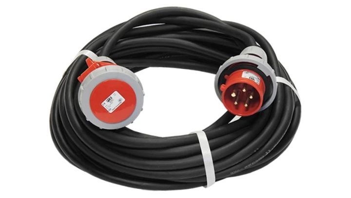 Przedłużacz budowlany trójfazowy elCORD CEE 16A 400V IP67 20m H07RN-F 5G2,5 z wtyczką i gniazdem CEE 16A-5P IP67 30266200