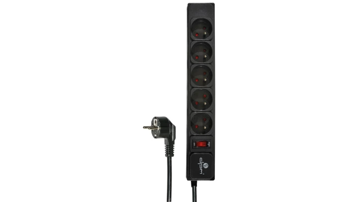 Przedłużacz przeciwprzepięciowy 5-gniazd z/u 5m czarny FMP6150
