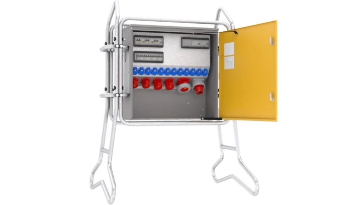 Rozdz. budowlana elBOX-XLR W63-01220C IP44 w ramie wtyk CEE 63A-5P gn: 12xGK 230V 2xCEE 16A 2xCEE 32A 1xCEE 63A 5xRCCB 75419420