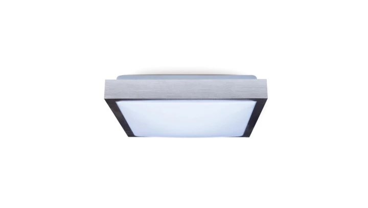 Lampa plafon PLATO-K-S 2 x E27 300x300 kwadrat ramka srebrna szczotkowana PMA