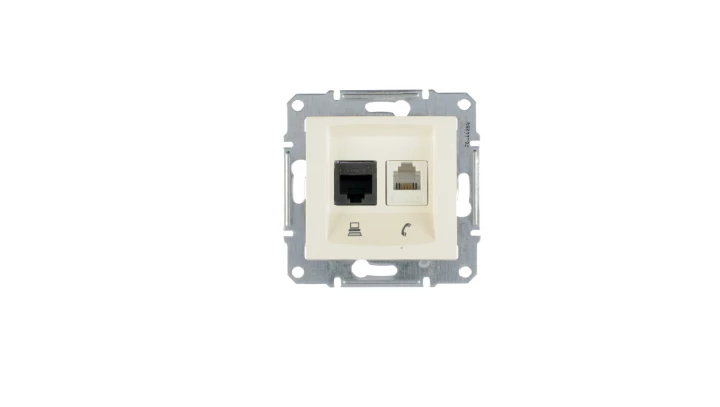 Sedna Gniazdo teleinformatyczne RJ11 RJ45 kat.5e UTP kremowe SDN5100123