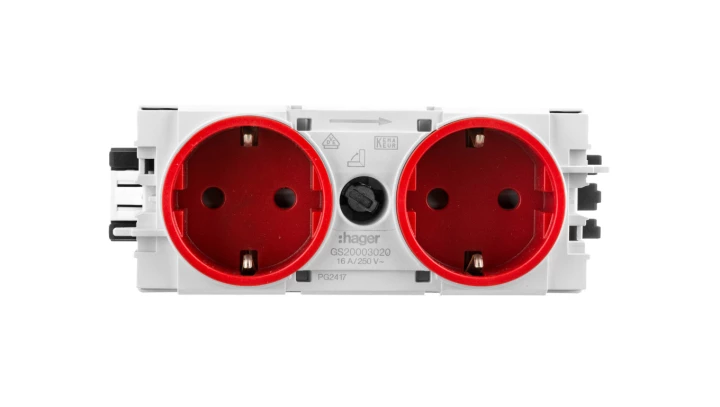 Gniazdo Schuko 2-kr wtycz.zacisk C-Profil czer GS20003020