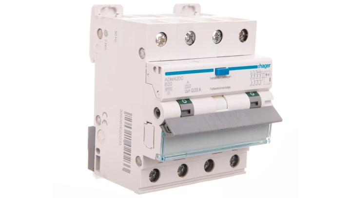 Wyłącznik różnicowonadprądowy 4P B 20A 0,03A Typ A 6kA RCBO ADM420C