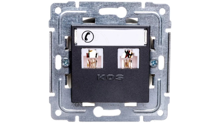 DANTE Gniazdo telefoniczne podwójne 2xRJ11 grafit 456064