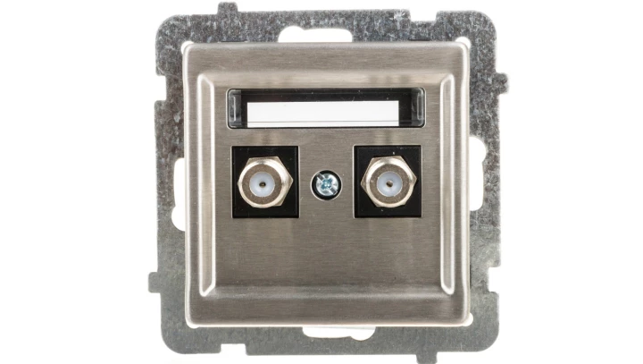 SONATA Gniazdo antenowe podwójne typu F stal inox GPA-2RMF/m/37