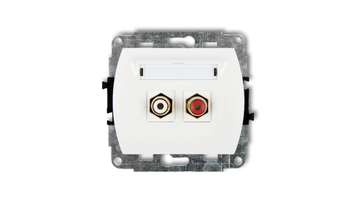 TREND Gniazdo podwójne RCA (typu cinch - biały i czerwony, pozłacany) biały GRCA-2