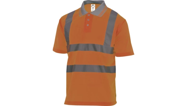Polo ostrzegawcze z krótkimi rękawami z poliestru kołnierz zapinany na guziki 160 g/m2 pomarańczowy fluo rozmiar L OFFSHORGT