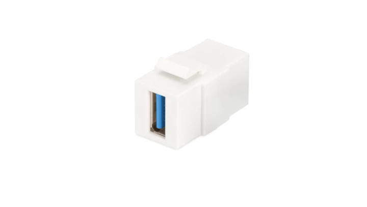 Moduł Keystone USB 3.0 łącznik do gniazd i pustych paneli żeński/żeński biały DN-93404