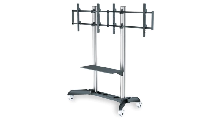 Stojak mobilny podwójny z półką 2xLCD max 70 cali max 128kg VESA max 800x500 DA-90371