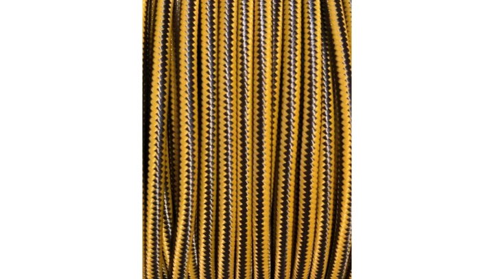 Kolorowy przewód mieszkaniowy H03VV-F (OMY) 3G 0,75 żo w oplocie tekstylnym pionowe paski żółto-grafitowe PPPPZOGF01 /bębnowy/