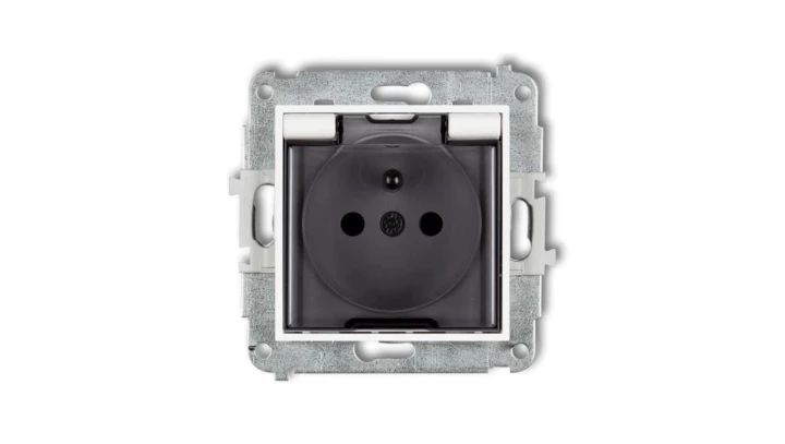 MINI Gniazdo bryzgoszczelne z/u IP44 z przesłonami klapka dymna białe MGPB-1zdp