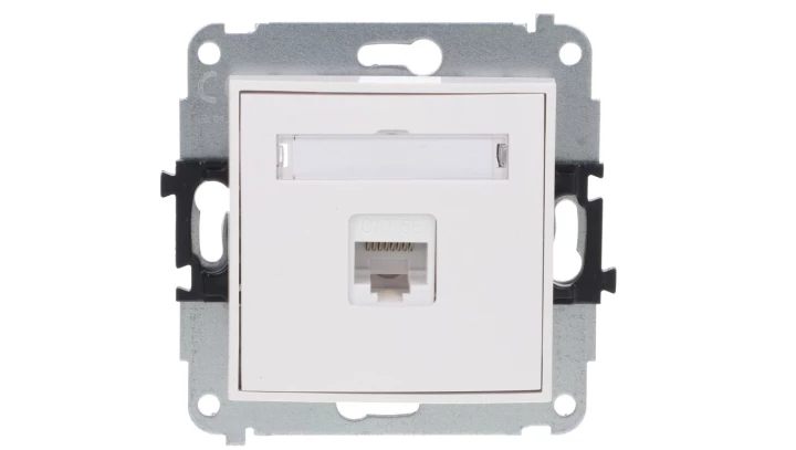 MINI Gniazdo komputerowe pojedyncze 1xRJ45 kat. 5e 8-stykowy biały MGK-1