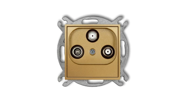 MINI Gniazdo antenowe 2 wyjścia SAT + TV złote 29MGSN