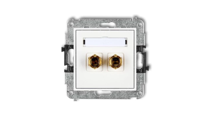 MINI Gniazdo głośnikowe pojedyncze (typu banan - czerwony i czarny pozłacany 4 mm2 do lutowania) biały MGG-3