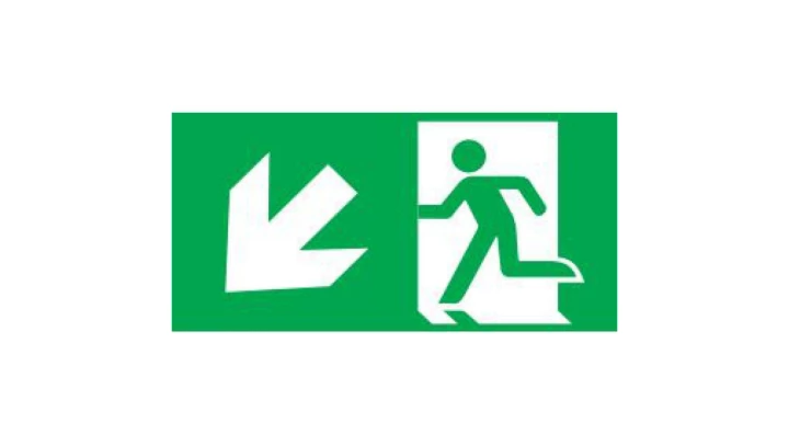 Piktogram wyjście w lewo w dół E4 Intelight do OXIMIA, ramki dwustronnej ORION, SUPREMA