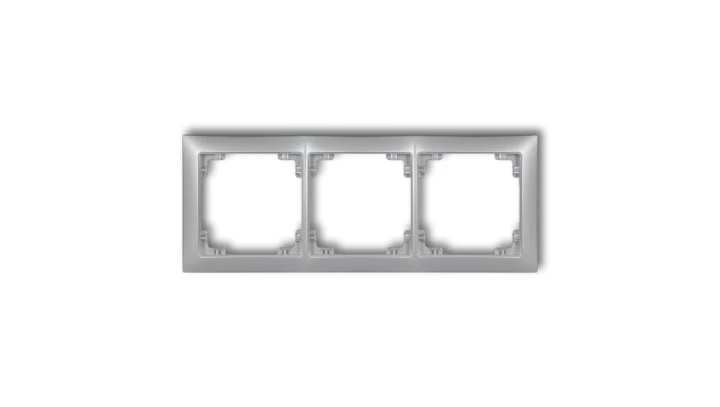 DECO Ramka uniwersalna potrójna z tworzywa DECO Soft srebrny metalik 7DRSO-3