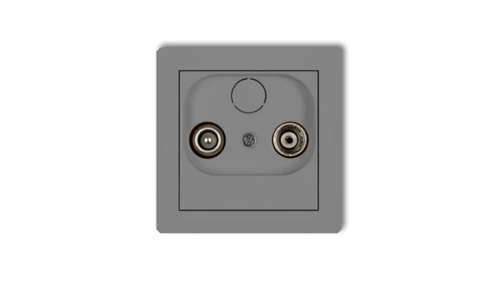 DECO Gniazdo antenowe RTV przelotowe 15dB szary mat 27DG15P