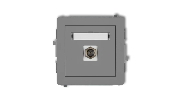 DECO Gniazdo antenowe pojedyncze typu F (SAT) niklowany szary mat 27DGF-1