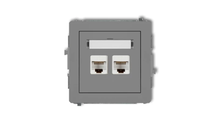 DECO Gniazdo komputerowe podwójny 2xRJ45, kat. 6, 8-stykowy szary mat 27DGK-4