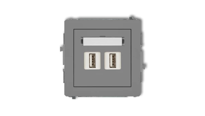 DECO Gniazdo podwójne 2xUSB-AA 3.0 szary mat 27DGUSB-6