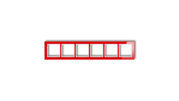 DECO Ramka uniwersalna sześciokrotna - efekt szkła (ramka: czerwona spód: biały) czerwony 17-0-DRS-6
