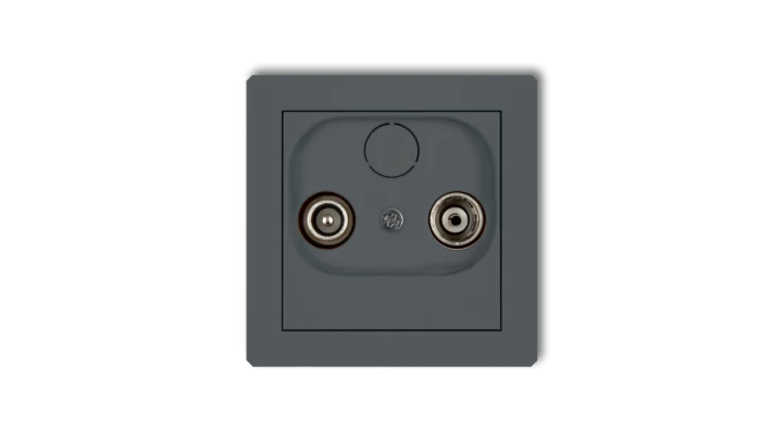 DECO Gniazdo antenowe RTV przelotowe 9dB grafitowy mat 28DG9P