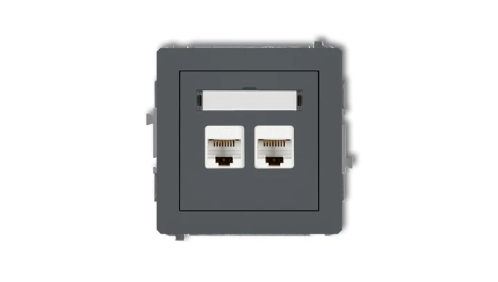 DECO Gniazdo komputerowe podwójny 2xRJ45, kat. 5e, 8-stykowy grafitowy mat 28DGK-2