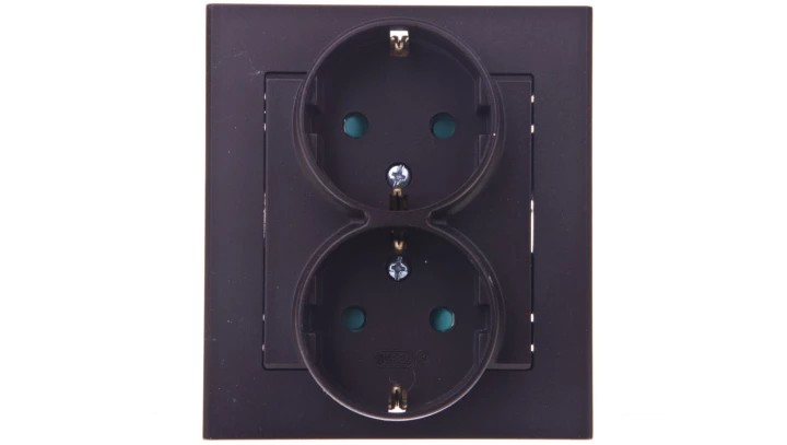 SONATA Gniazdo podwójne z/u Schuko z przesłonami czekoladowy metalik GP-2RSP/40