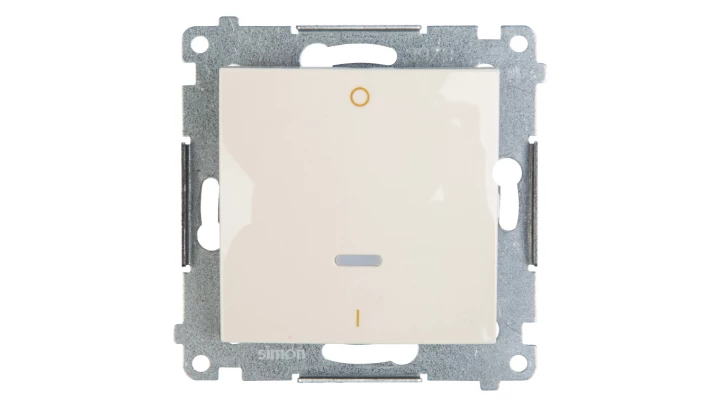 Simon 54 Łącznik dwubiegunowy z podświetleniem, szybkozłącza, kremowy DW2L.01/41