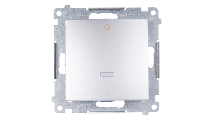 Simon 54 Łącznik dwubiegunowy z podświetleniem, szybkozłącza, srebrny mat DW2L.01/43