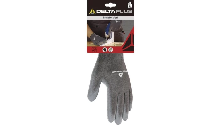 Rękawica dziana z poliestru / Strona Chwytna Powlekana Pu kolor szary 6 DPVE702PG06