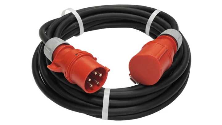 Przedłużacz budowlany elCORD z inwerterem faz CEE 32A 400V IP44 5m H07RN-F 5G4 (gumowy OPD) z wt. i gn. CEE 32A-5P 31355050