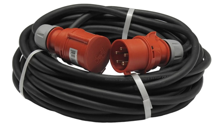 Przedłużacz budowlany elCORD z inwerterem faz CEE 32A 400V IP44 30m H07RN-F 5G4 (gumowy OPD) z wt. i gn. CEE 32A-5P 31355300