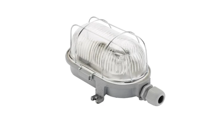Oprawa LOFT OVAL-7063G, E27, 100W, szara-żeliwo, klosz przeźroczysty-szkło, IP54, siatka metalowa A1280