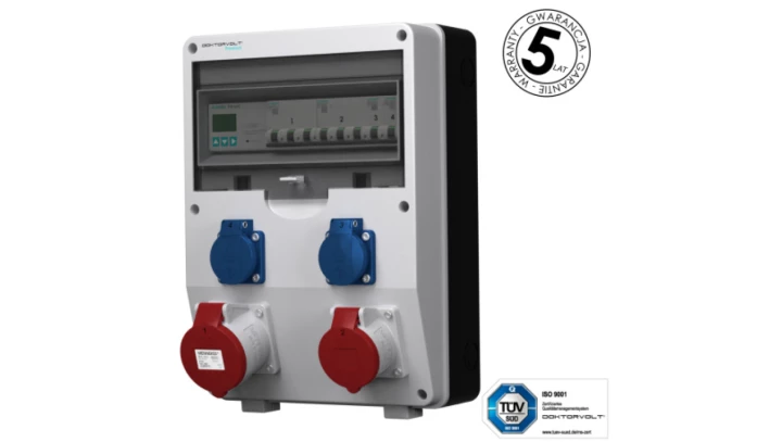 Rozdzielnica budowlana z licznikem 3F Siemens pTD-S 32A 16A 2x230V gniazda Mennekes Schuko Doktorvolt 4838